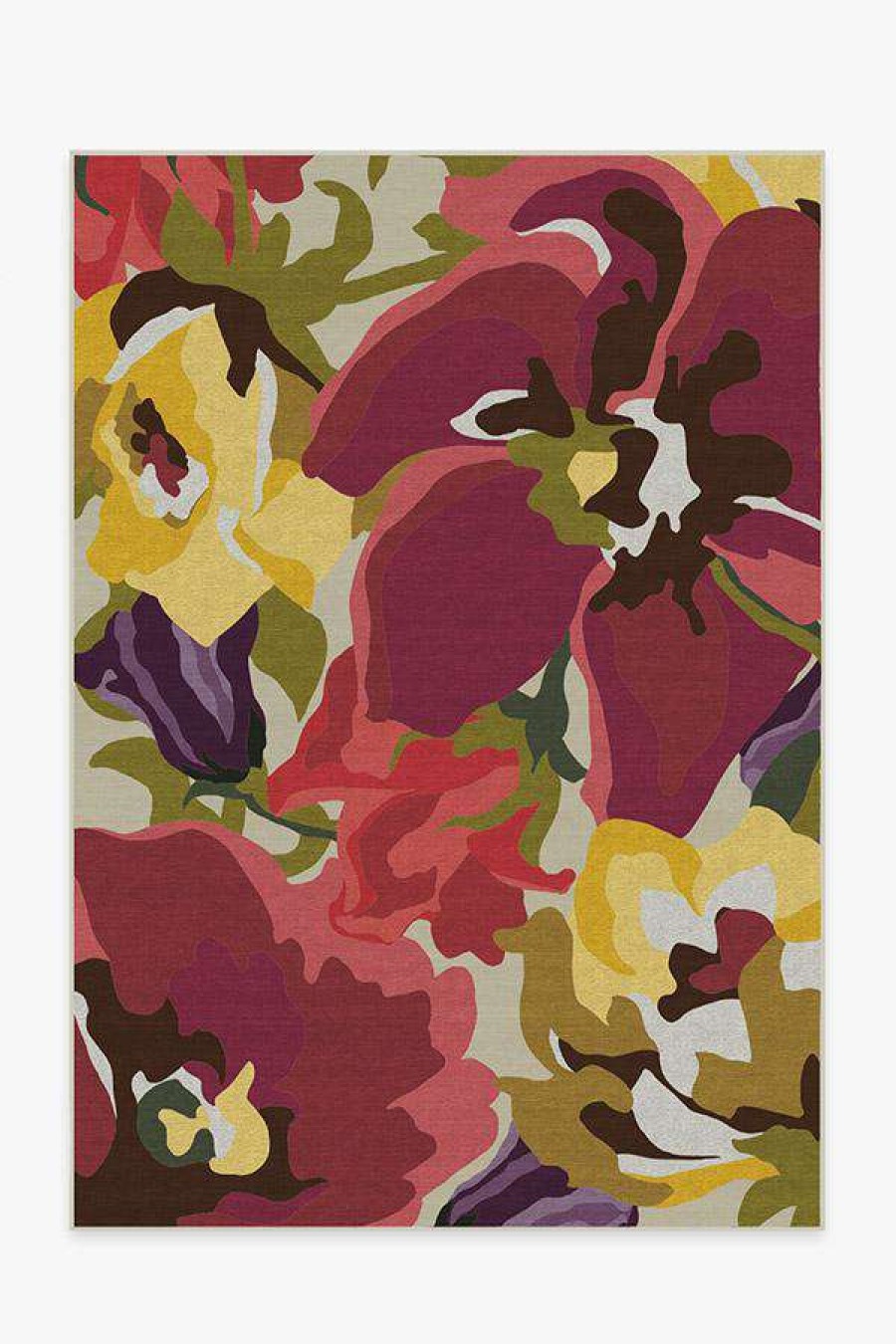 8 10 Red Area Rugs * | Flash Sale Ruggable Poppy Floral Brights Rug