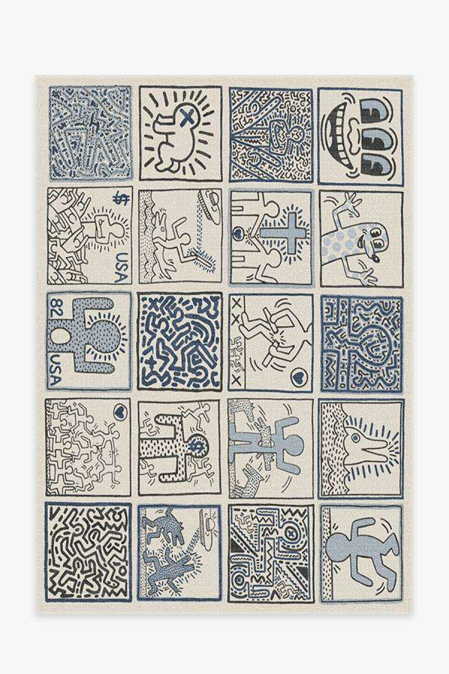 Abstract Rugs * | Wholesale Ruggable Keith Haring One Man Show Slate Blue