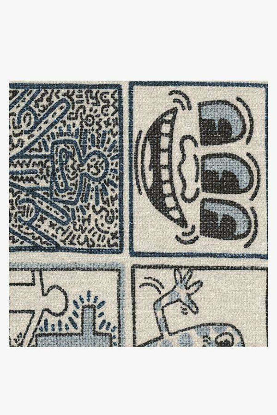 Abstract Rugs * | Wholesale Ruggable Keith Haring One Man Show Slate Blue