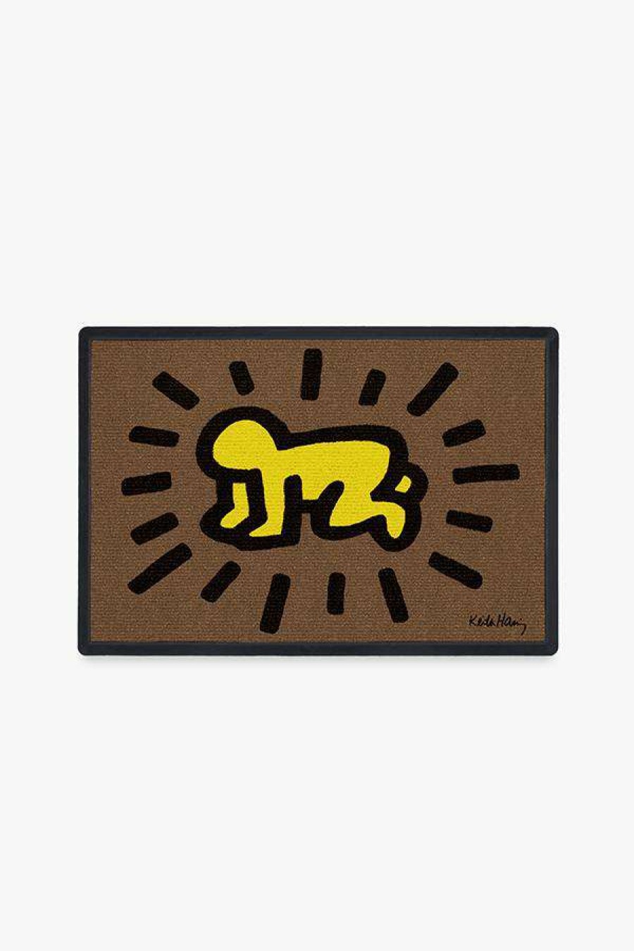 Abstract Rugs * | Wholesale Ruggable Keith Haring Radiant Baby Yellow Doormat