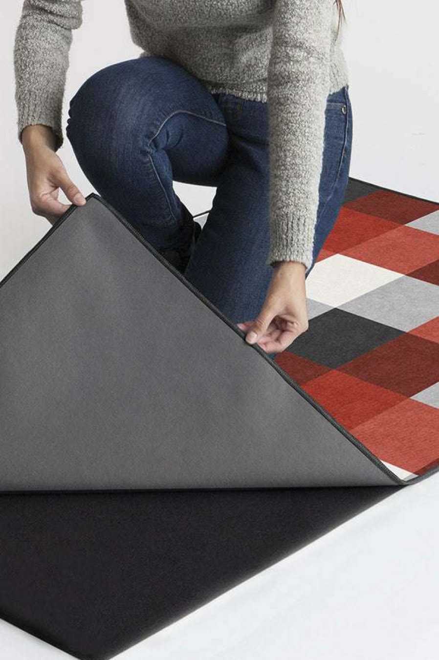 8 10 Red Area Rugs * | Promo Ruggable Buffalo Plaid Black & Red Rug