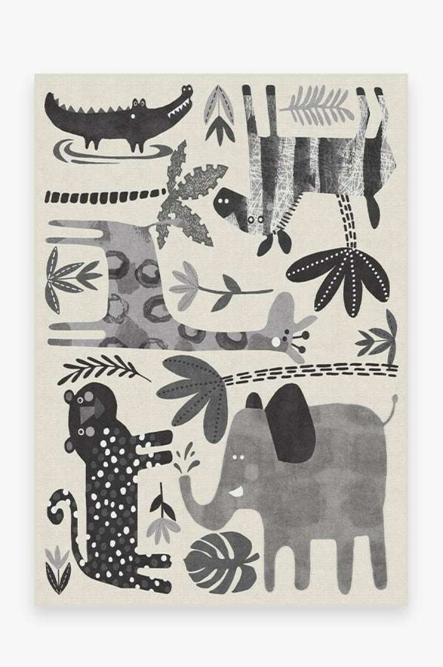 8 10 Black And White Rugs * | Brand New Ruggable Jungle Safari Black & White Rug