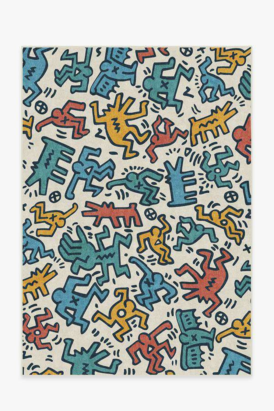 Abstract Rugs * | Flash Sale Ruggable Keith Haring Block Party Multicolor