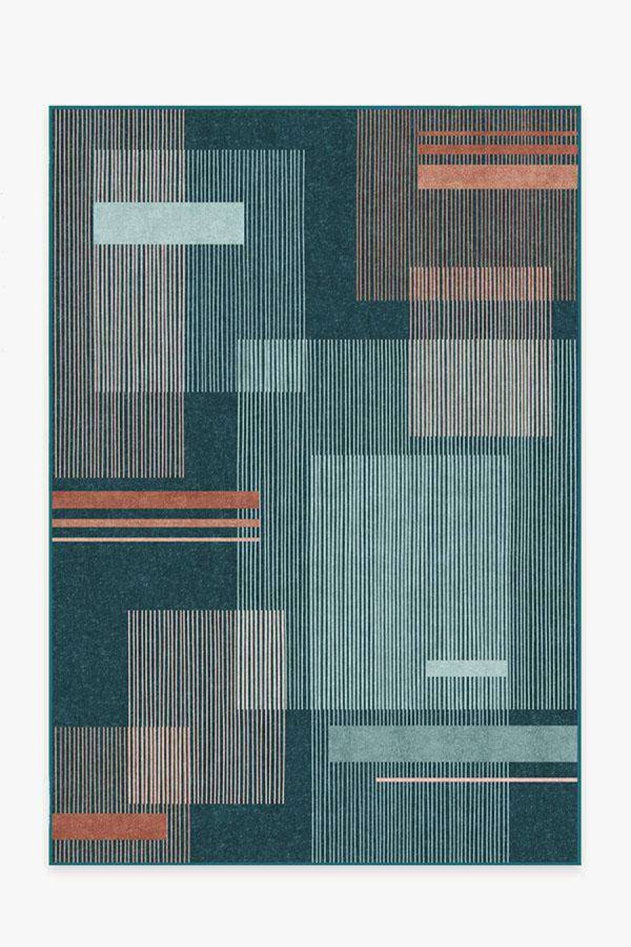 Abstract Rugs * | Brand New Ruggable Sale Quadra Teal Rug