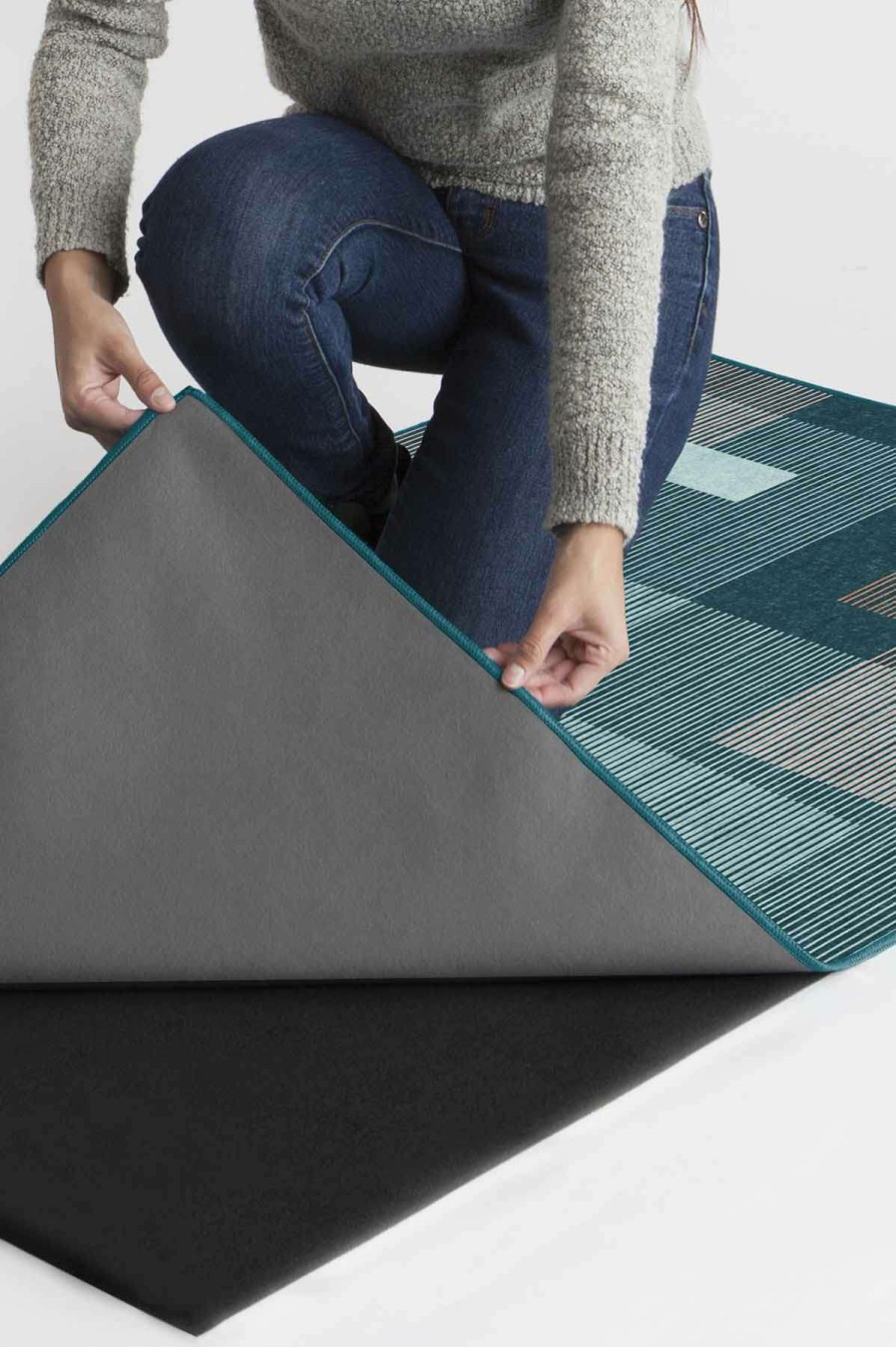 Abstract Rugs * | Brand New Ruggable Sale Quadra Teal Rug