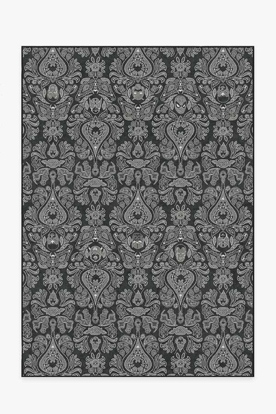 8 10 Black And White Rugs * | Outlet Ruggable Marvel Damask Charcoal Rug