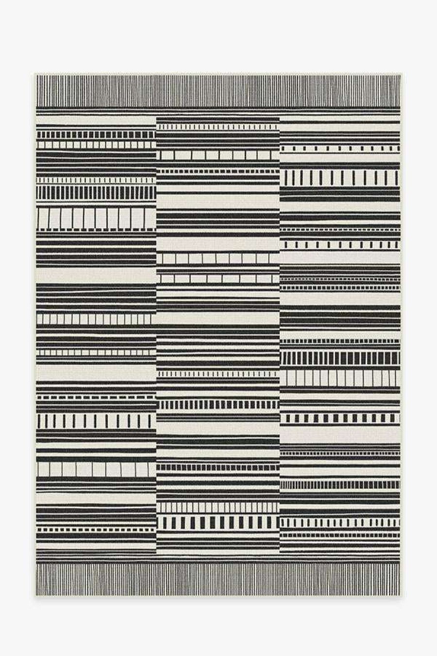 6 9 Outdoor Rugs * | Top 10 Ruggable Outdoor Riviera Stripe Black & White Rug