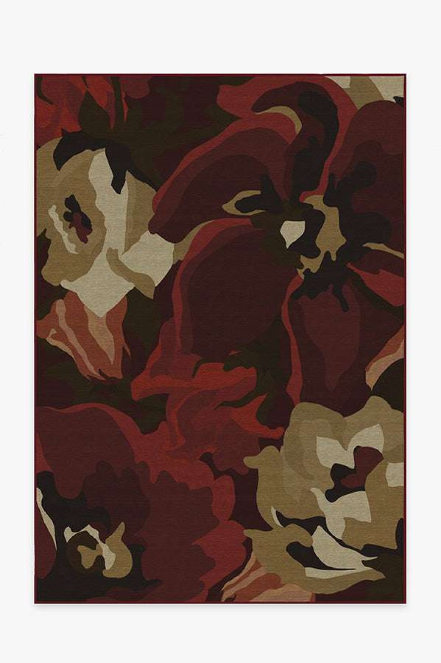 8 10 Red Area Rugs * | Wholesale Ruggable Poppy Floral Red Rug