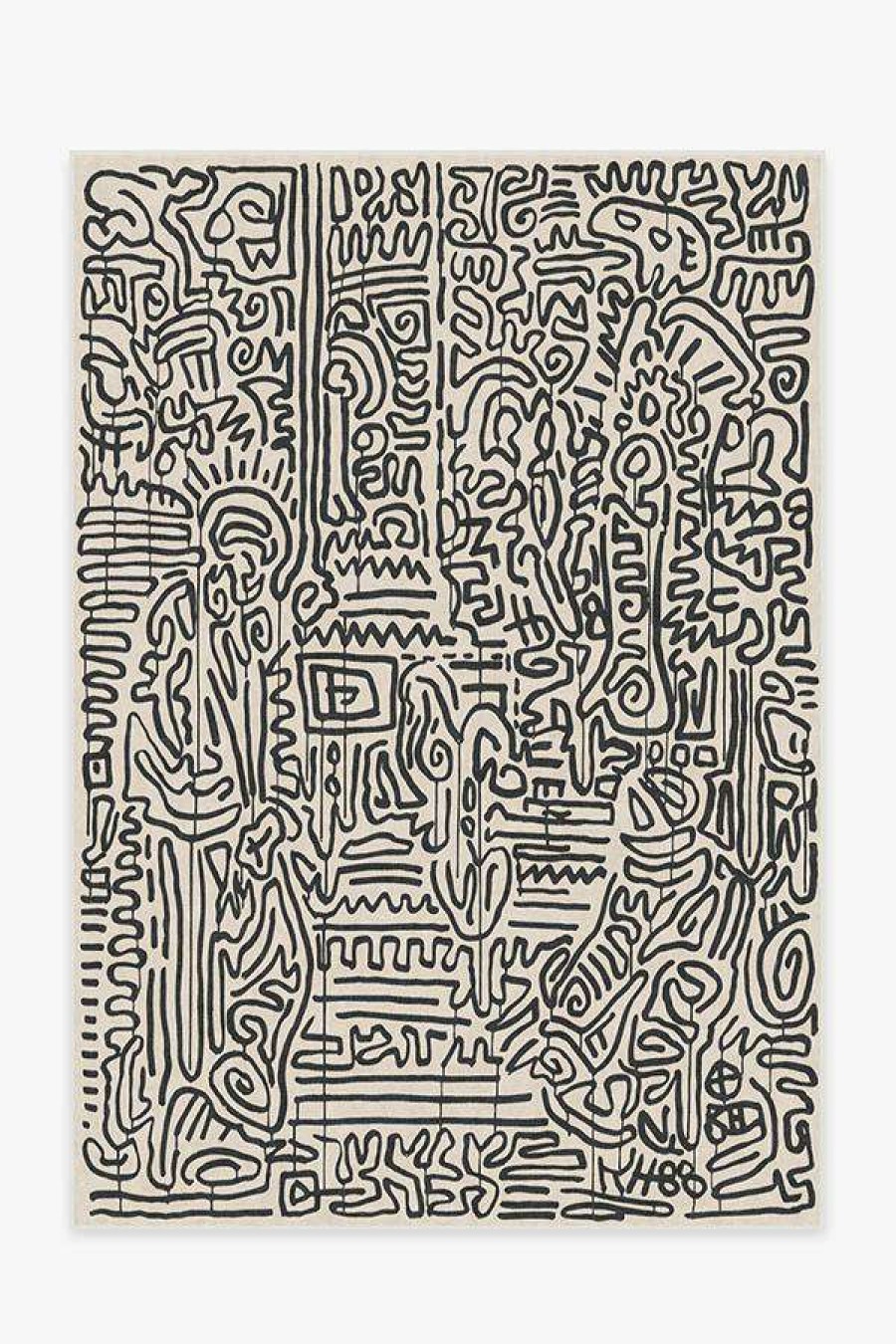 8 10 Black And White Rugs * | Deals Ruggable Keith Haring Freestyle Black & Ivory