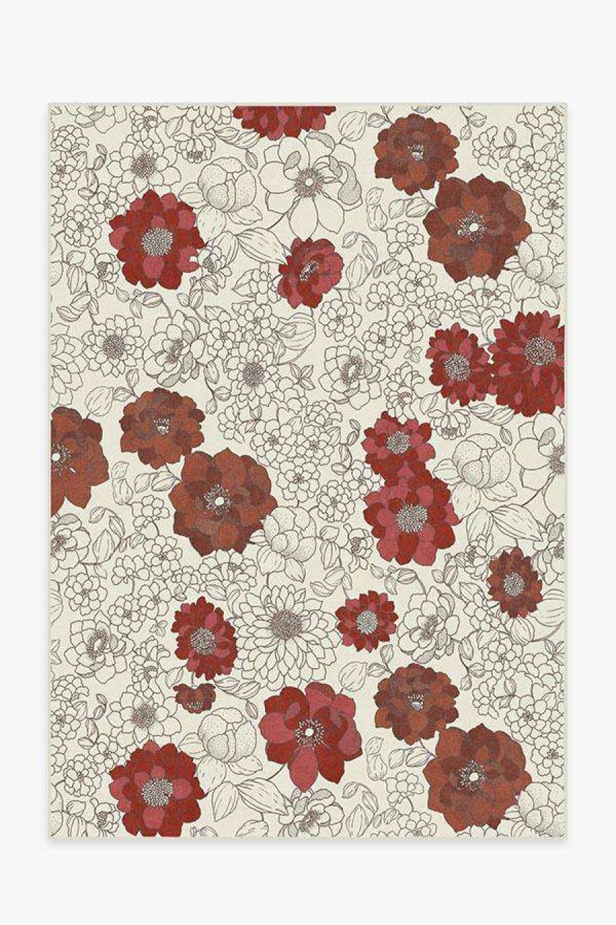 8 10 Red Area Rugs * | Best Sale Ruggable Floret Ruby Rug