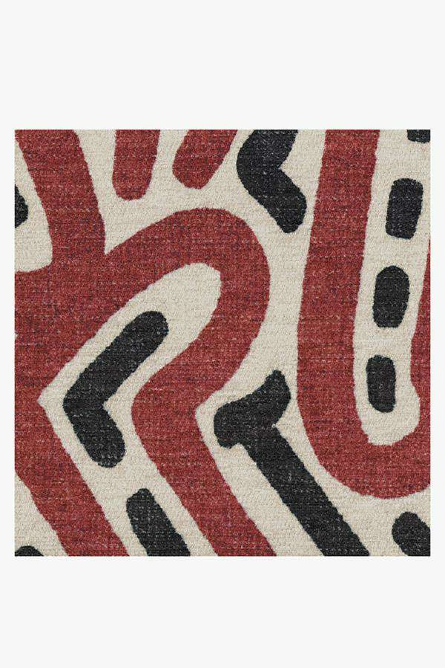 Abstract Rugs * | Cheapest Ruggable Keith Haring Funny Gallery Ivory & Red