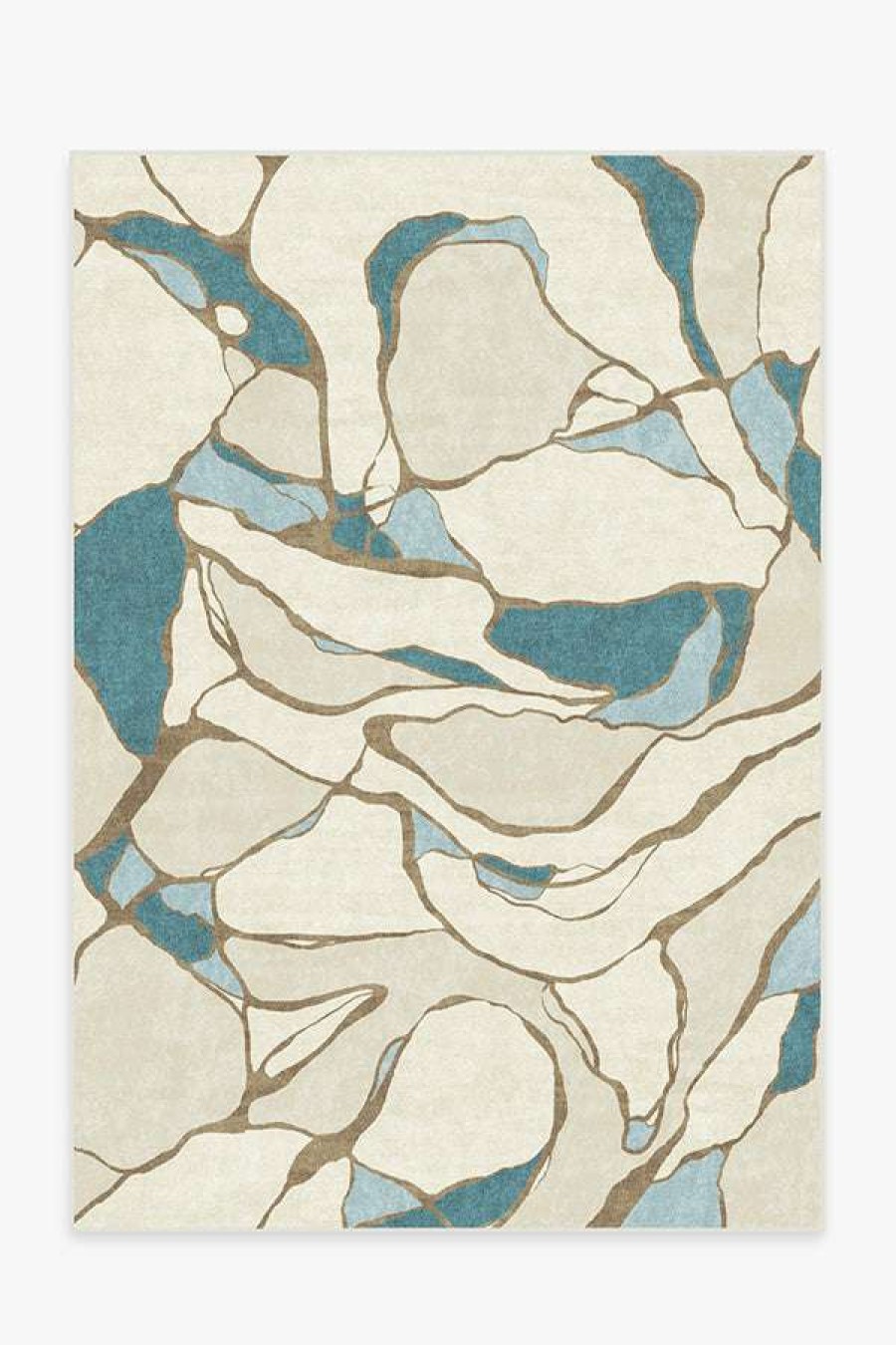 Abstract Rugs * | Flash Sale Ruggable Nina Takesh Aude Teal & Ivory Rug