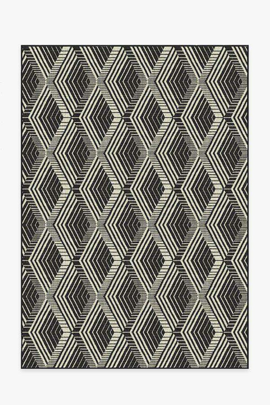 6 9 Outdoor Rugs * | Deals Ruggable Outdoor Motus Diamond Black Rug