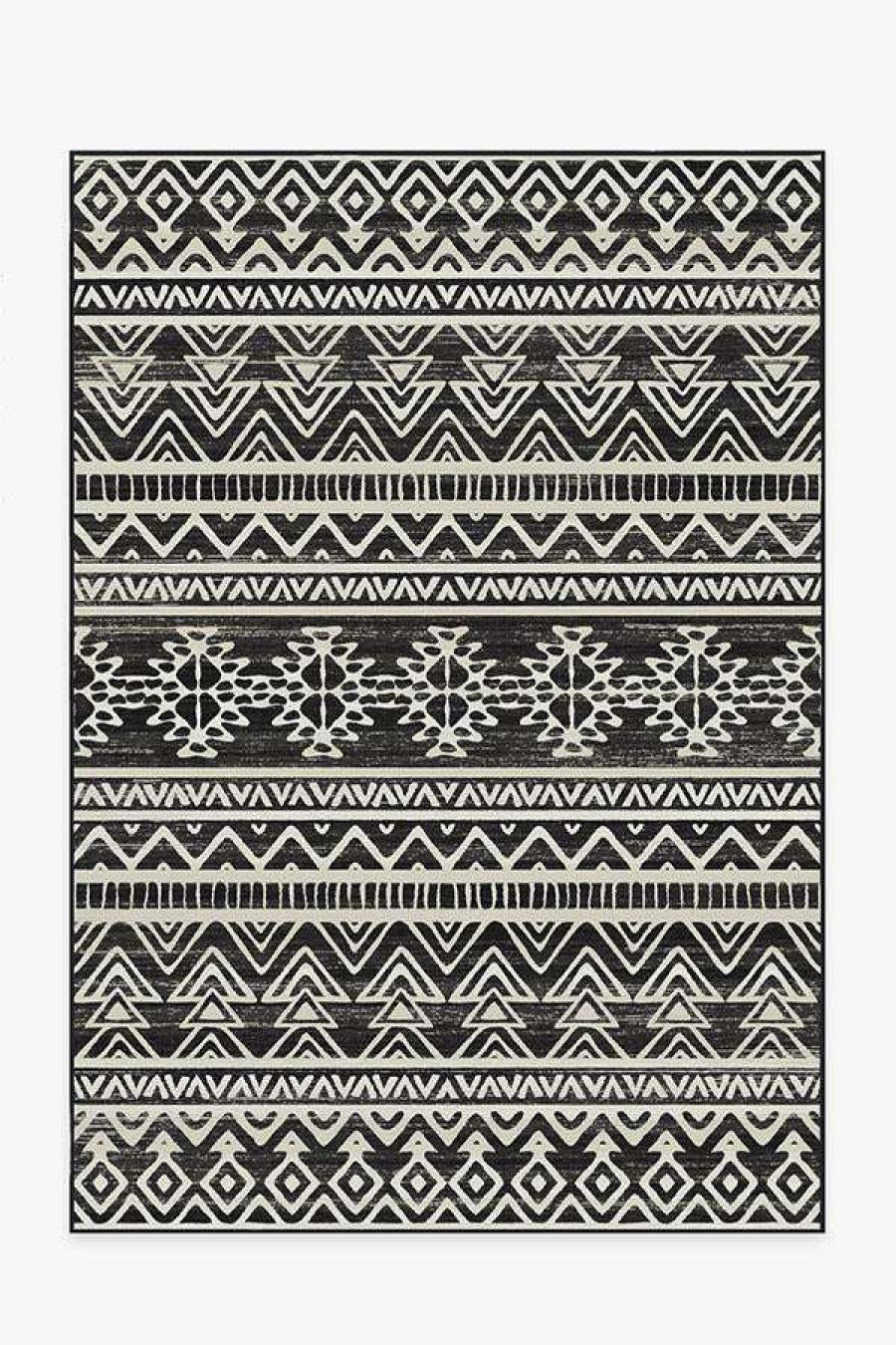 8 10 Black And White Rugs * | Top 10 Ruggable Linear Diamond Black Rug