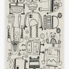 8 10 Black And White Rugs * | Best Deal Ruggable Robot Party Black & White Rug