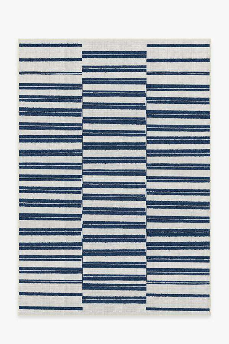 6 9 Outdoor Rugs * | Brand New Ruggable Outdoor Offset Stripe Navy Rug