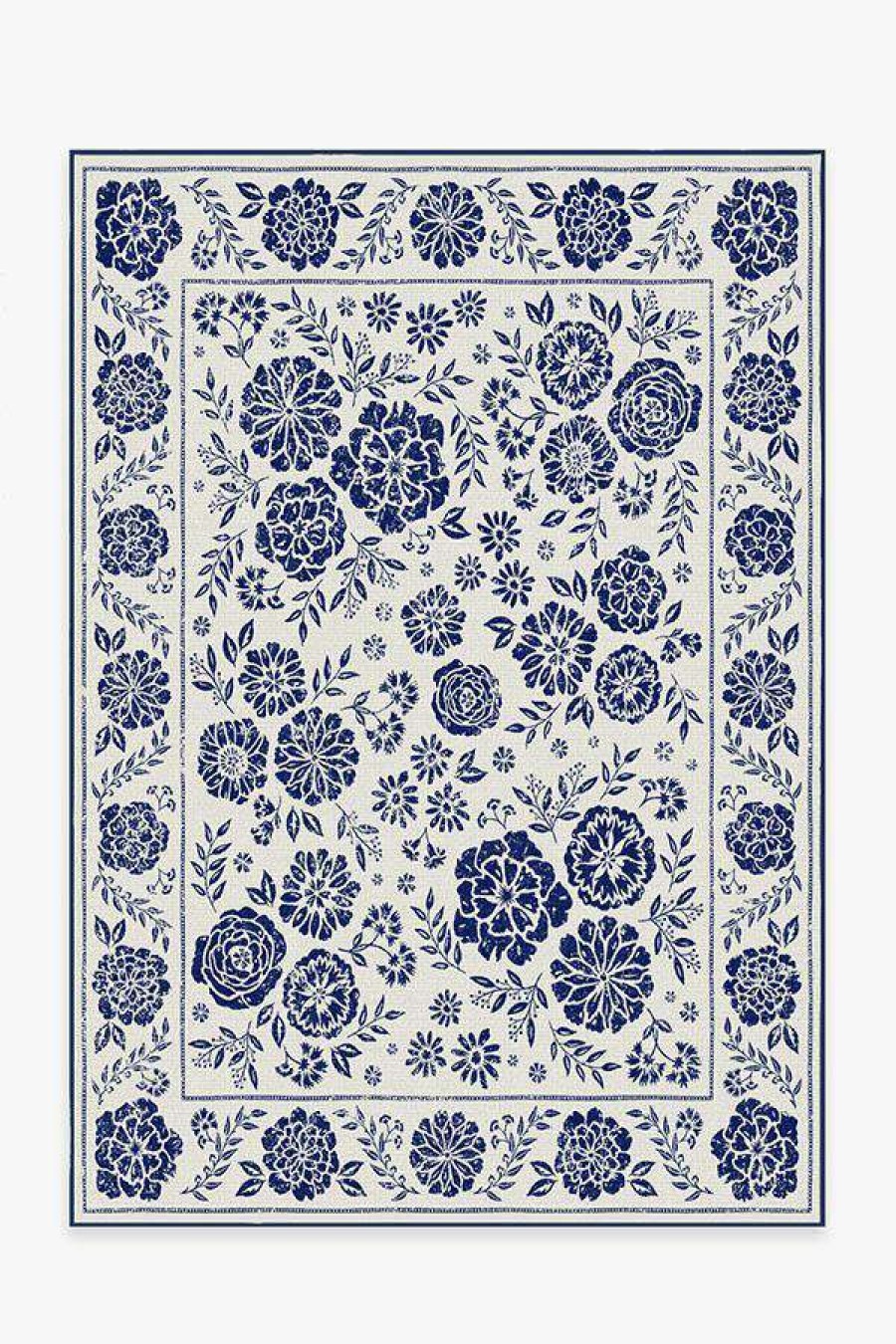 6 9 Outdoor Rugs * | Hot Sale Ruggable Outdoor Carmela Suzani Delft Blue Rug