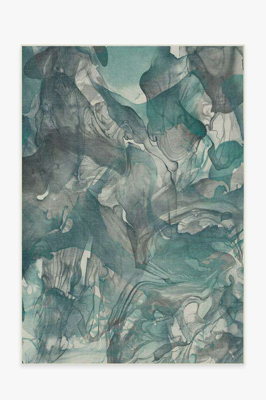 Abstract Rugs * | Cheap Ruggable Aurora Teal Grey Rug