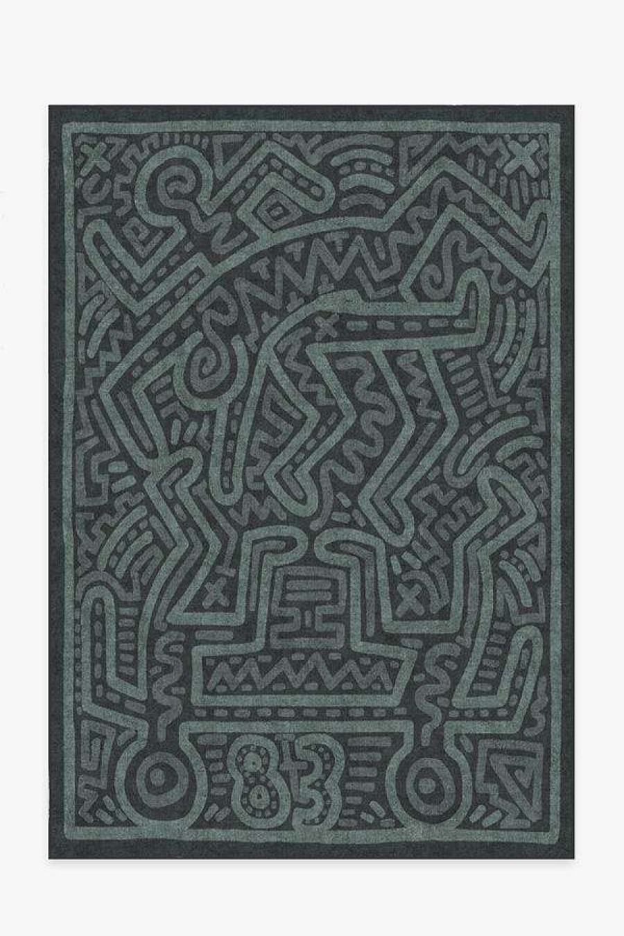 Abstract Rugs * | Best Deal Ruggable Keith Haring Funny Gallery Spruce Green