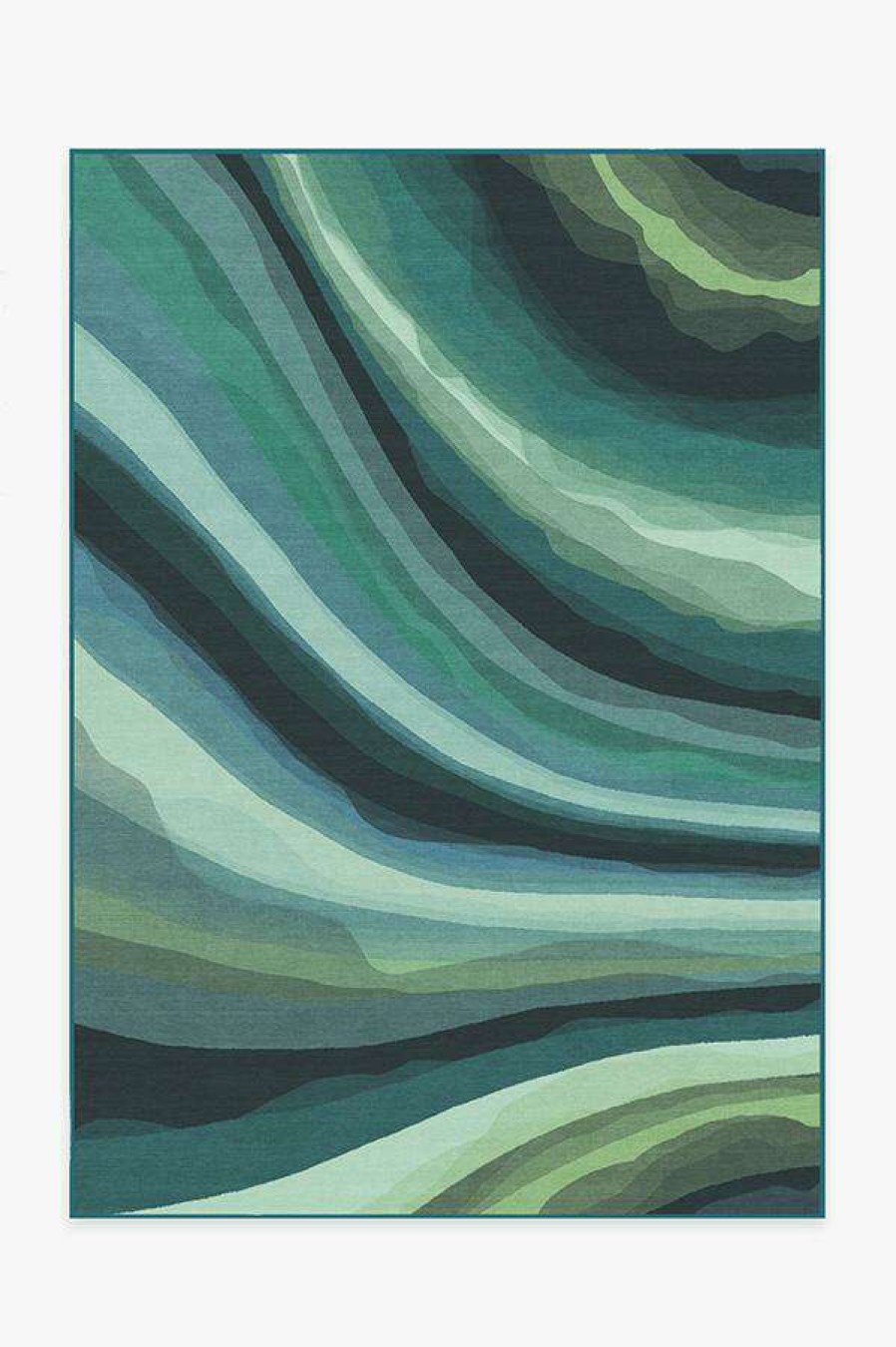 Abstract Rugs * | Best Reviews Of Ruggable Watercolor Waves Citrus Green Rug