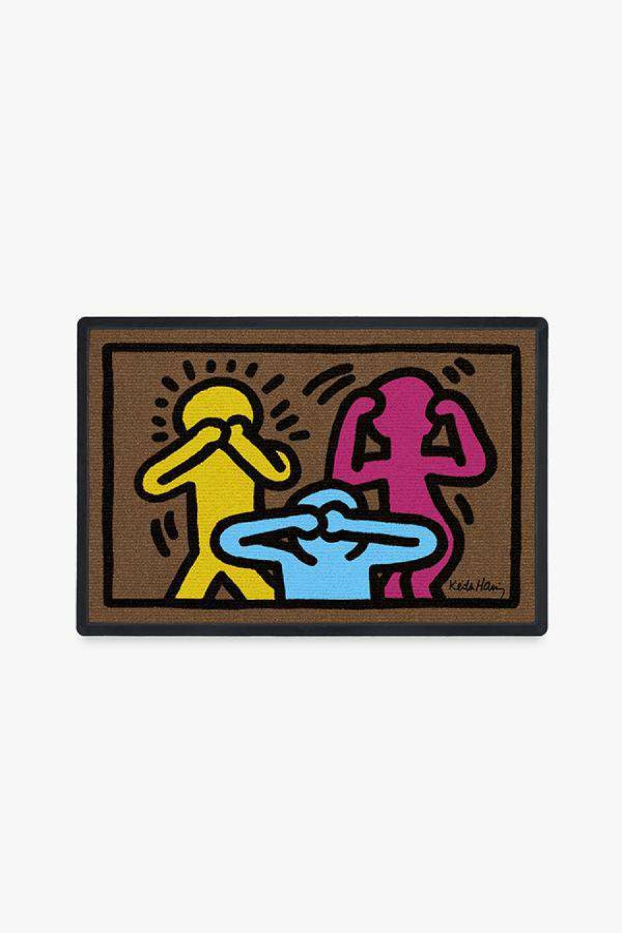 Abstract Rugs * | Best Sale Ruggable Keith Haring No Evil Multicolor Doormat