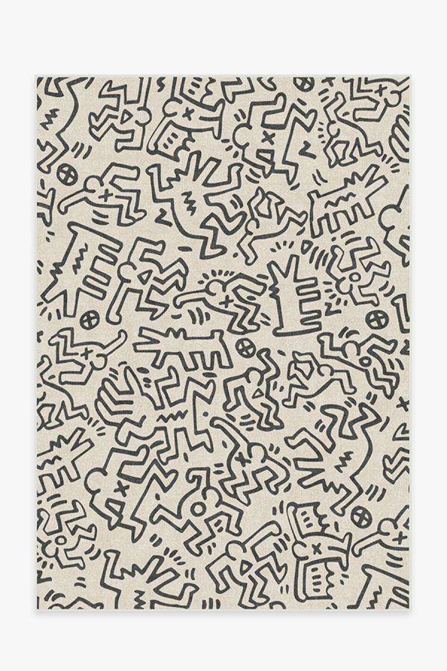 8 10 Black And White Rugs * | Flash Sale Ruggable Keith Haring Block Party Black & Ivory