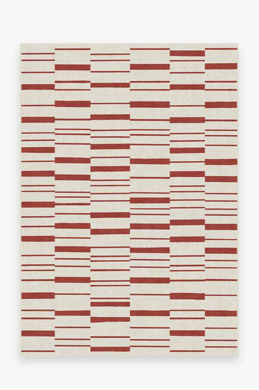 8 10 Red Area Rugs * | Budget Ruggable Broken Stripe Red Rug