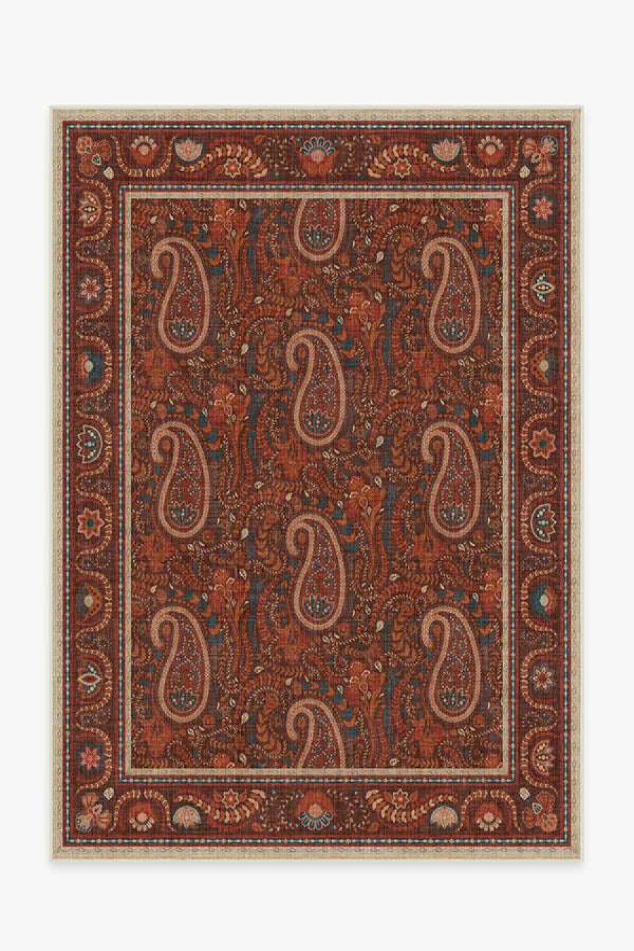 8 10 Red Area Rugs * | Outlet Ruggable Iris Apfel Perky Paisley Autumn Rug