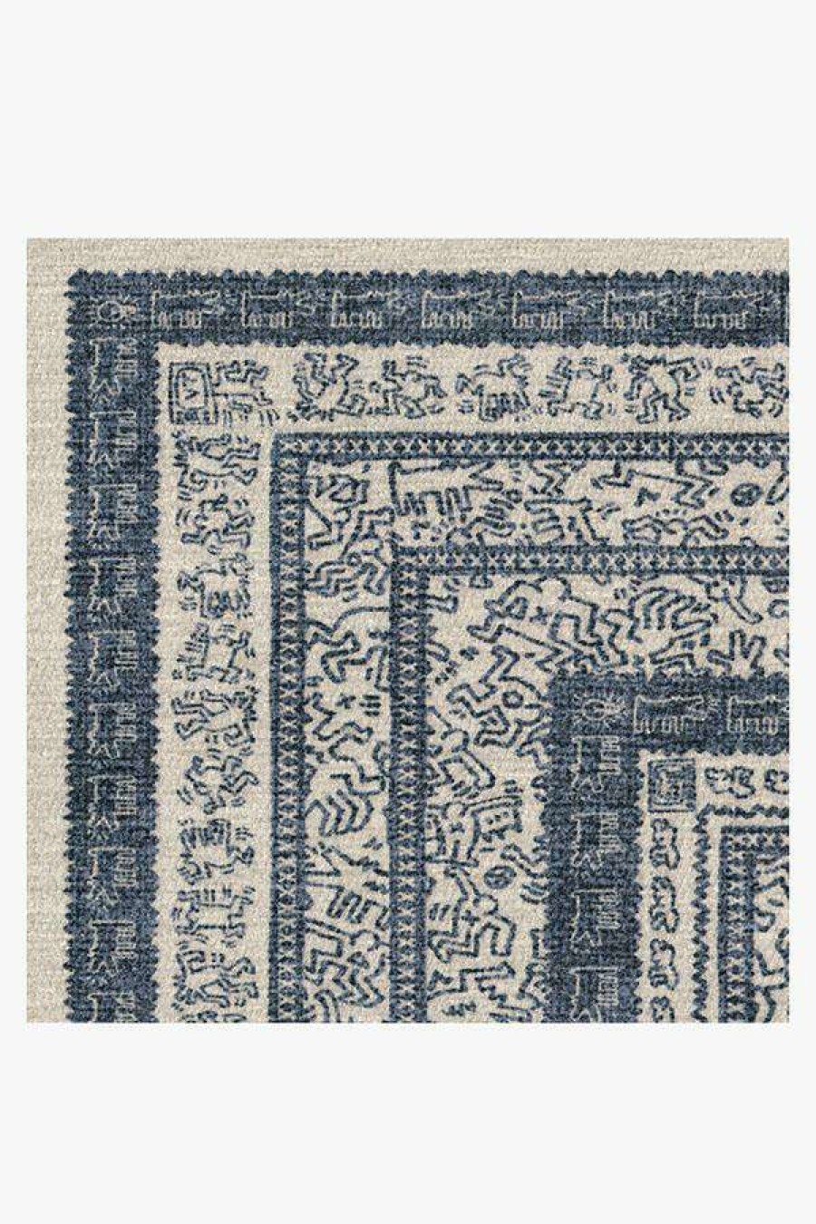 Abstract Rugs * | Deals Ruggable Keith Haring Delancey Ivory & Blue