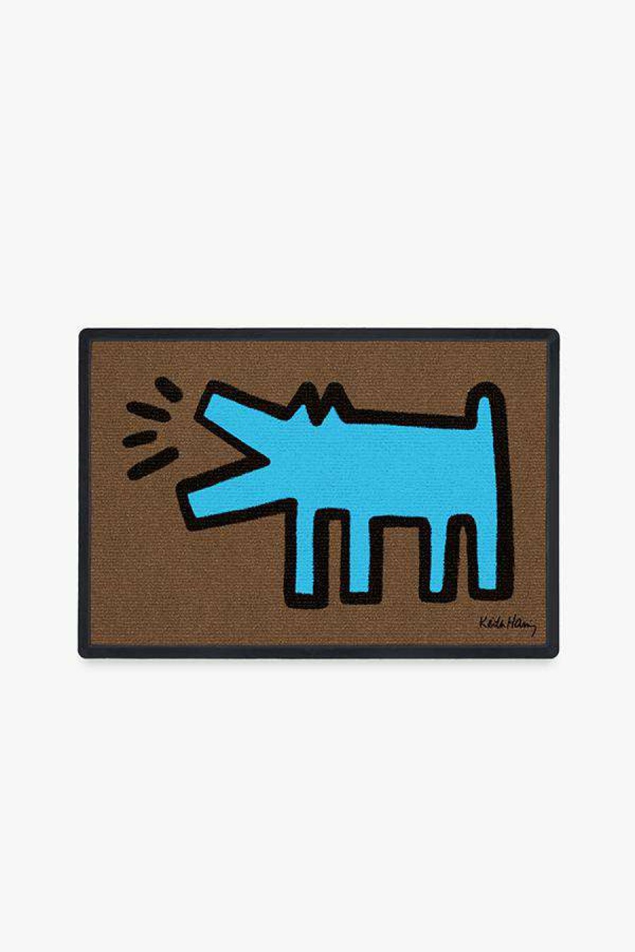 Abstract Rugs * | Promo Ruggable Keith Haring Barking Dog Bright Blue Doormat