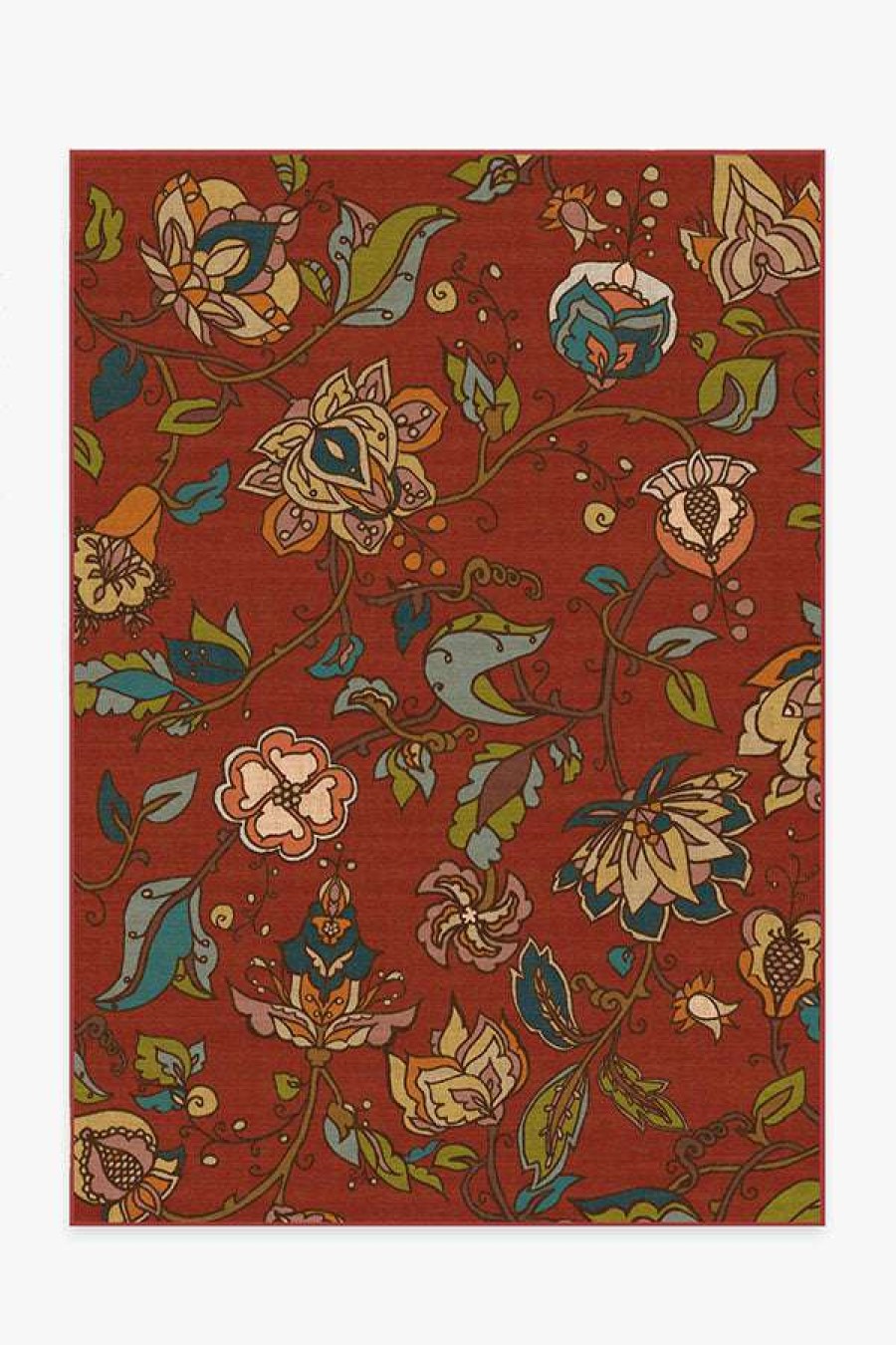 8 10 Red Area Rugs * | Top 10 Ruggable Frida Floral Red Rug