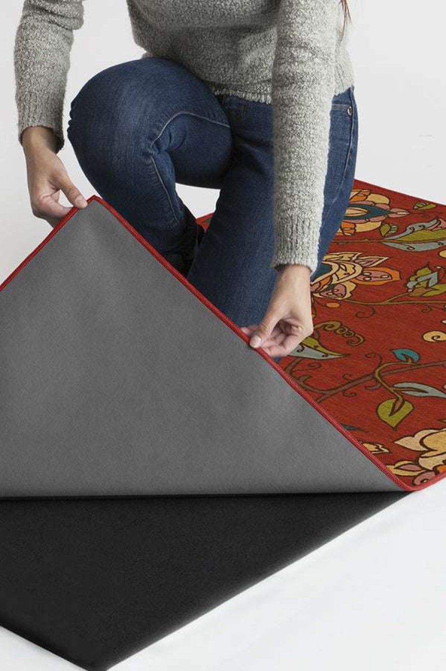 8 10 Red Area Rugs * | Top 10 Ruggable Frida Floral Red Rug