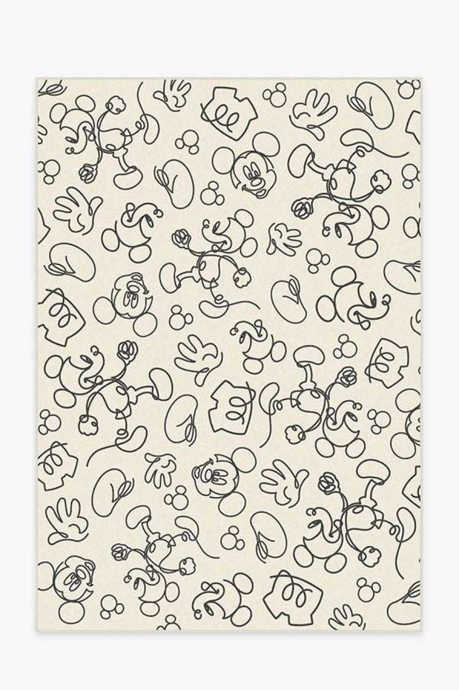 8 10 Black And White Rugs * | Flash Sale Ruggable Mickey Doodles Black And Ivory Rug