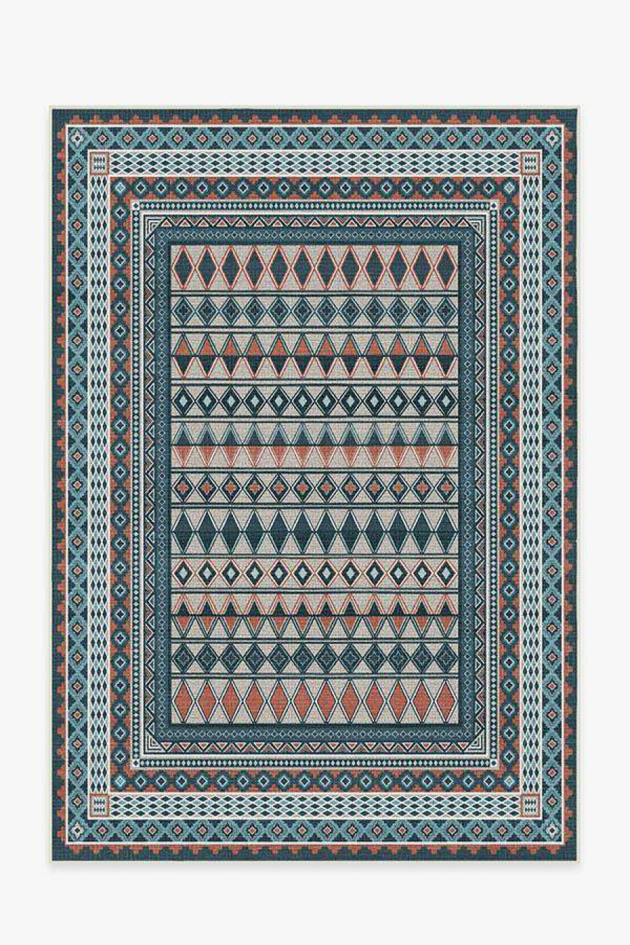 6 9 Outdoor Rugs * | Buy Ruggable Outdoor Juneau Teal Rose Rug