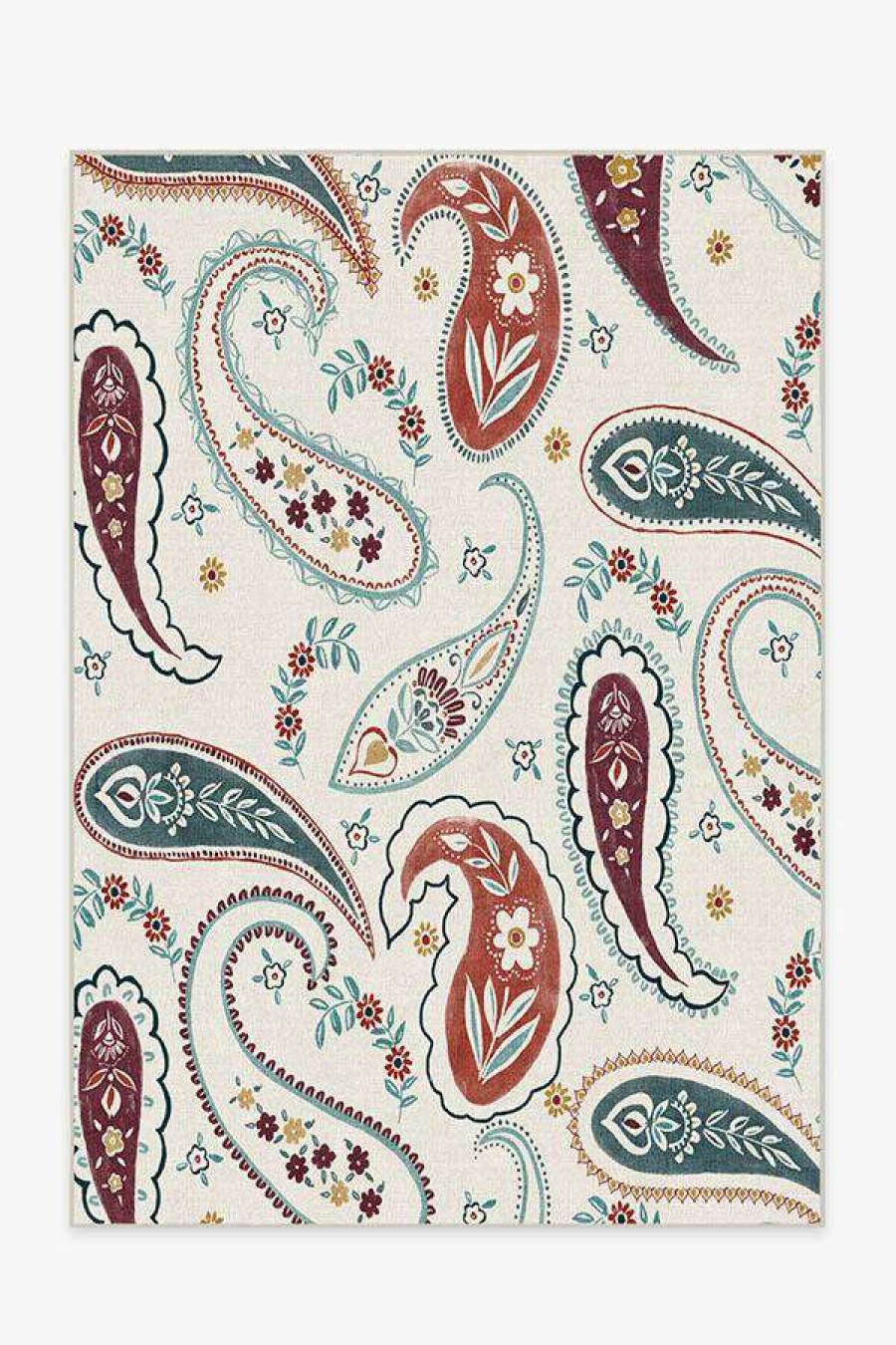 8 10 Red Area Rugs * | Flash Sale Ruggable Boteh Multicolor Rug