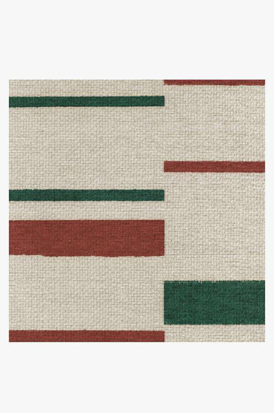 8 10 Red Area Rugs * | Best Deal Ruggable Broken Stripe Red & Green Rug