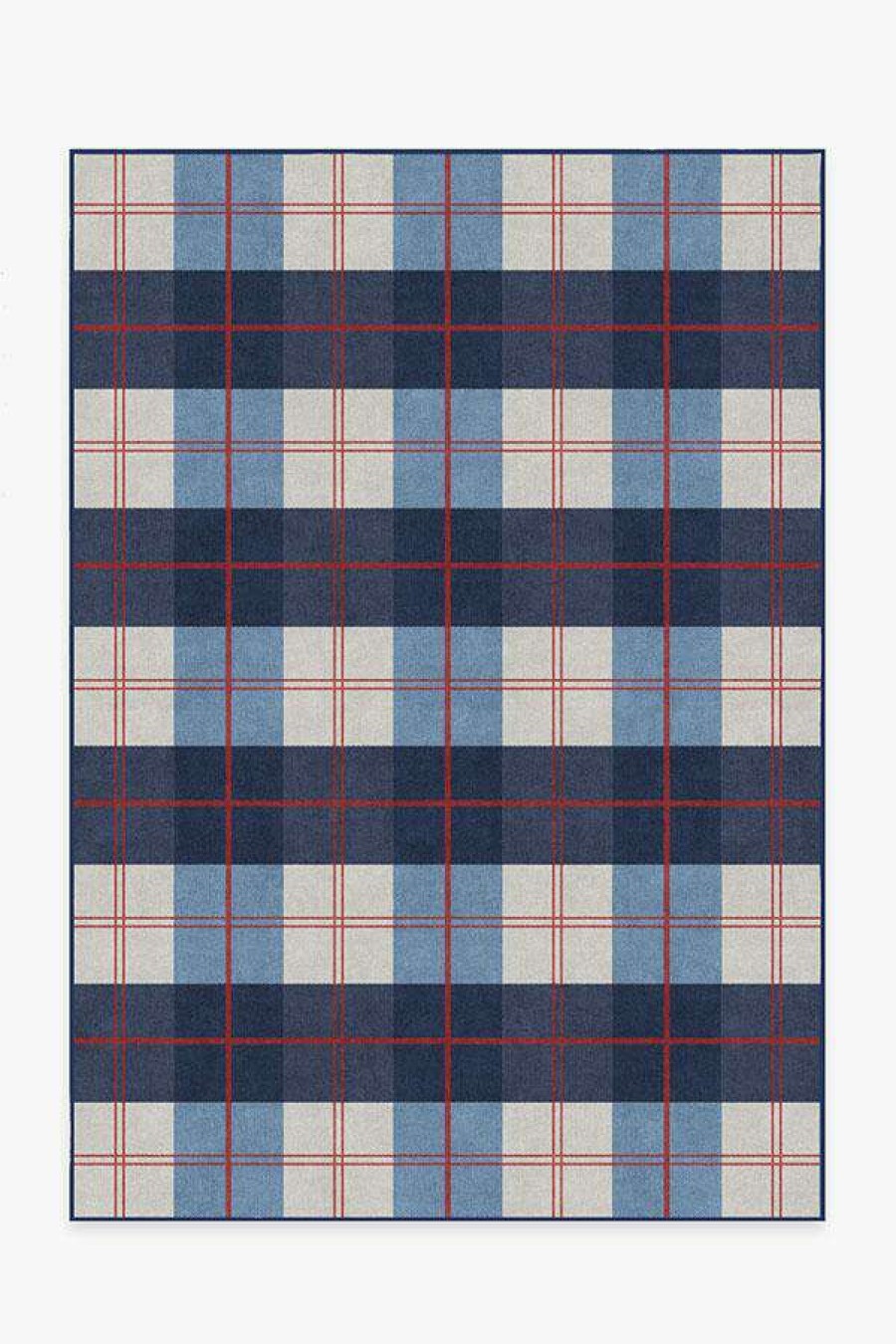 8 10 Red Area Rugs * | Best Reviews Of Ruggable Buffalo Plaid Red & Blue Rug