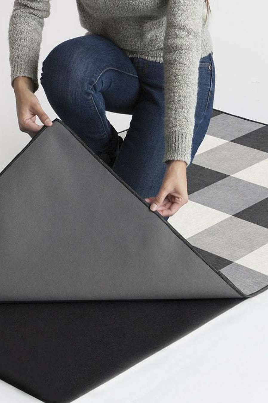 8 10 Black And White Rugs * | Best Deal Ruggable Buffalo Plaid Black & White Rug