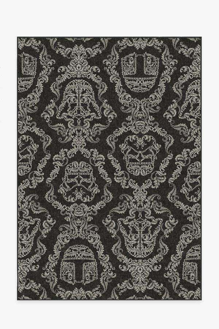 8 10 Black And White Rugs * | Brand New Ruggable Dark Side Damask Charcoal Rug