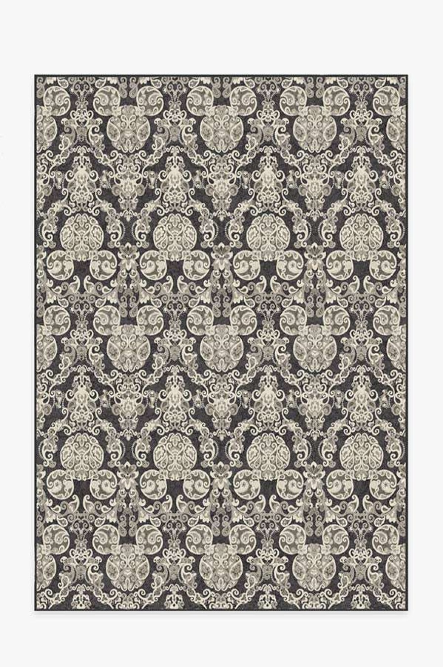 8 10 Black And White Rugs * | Cheap Ruggable Mickey Damask Charcoal Rug