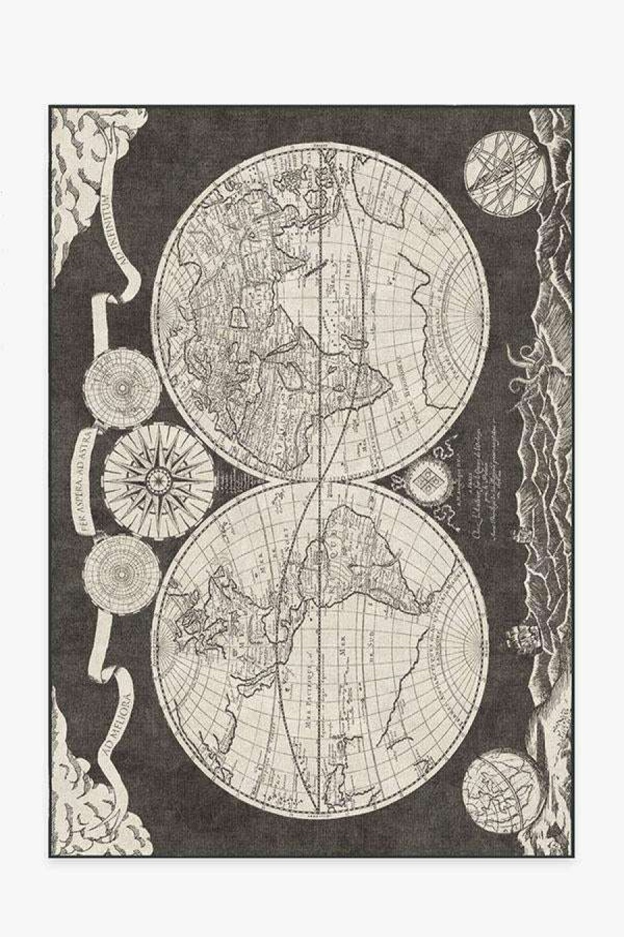 8 10 Black And White Rugs * | Top 10 Ruggable Sale Sailor'S Map Charcoal Rug