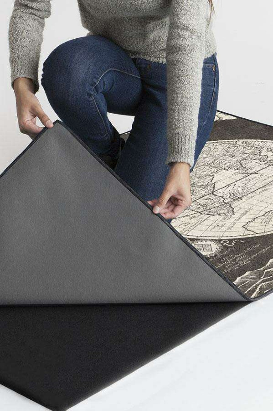 8 10 Black And White Rugs * | Top 10 Ruggable Sale Sailor'S Map Charcoal Rug