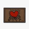 Abstract Rugs * | Best Deal Ruggable Keith Haring Holding Heart Doormat