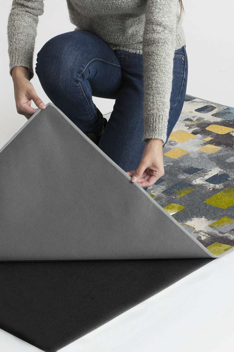 Abstract Rugs * | New Ruggable Watercolor Paintwork Grey Rug